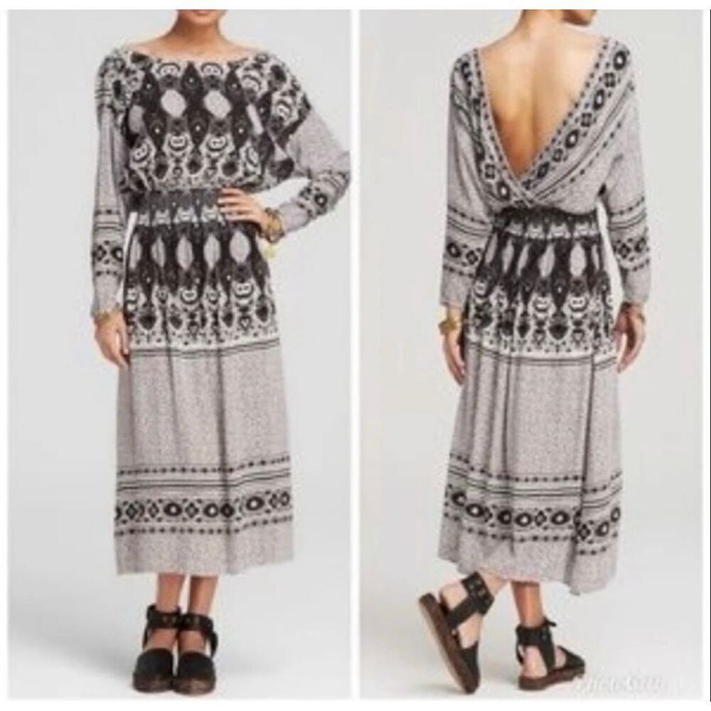 Free People Women’s XS She’s A Lady Reversible Midi Dress Deep V Neck Or Back